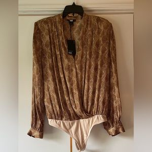 Nwt PAIGE Sevilla Bronze Snake Print Women's Bodysuit